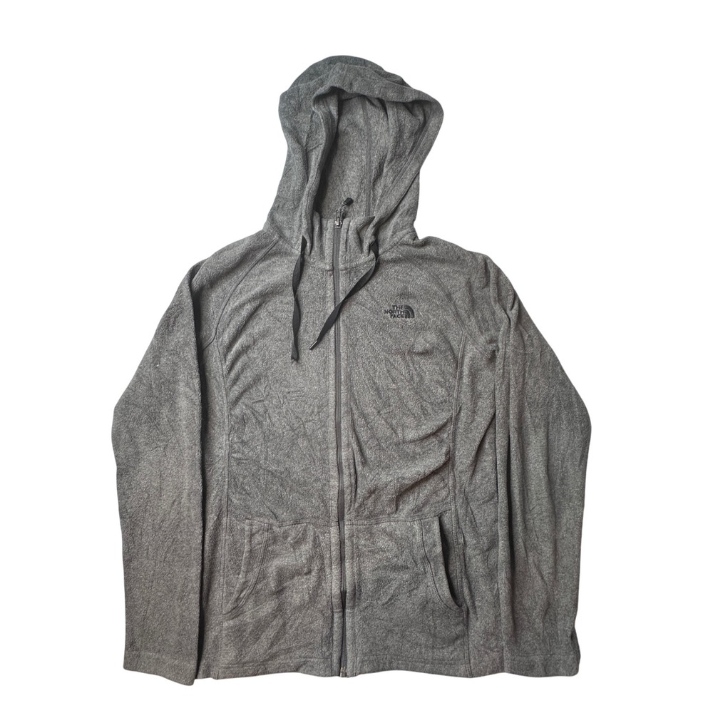 The North Face Fleece Hoodie Womens S Gray Full Zip TKA 100 Lightweight Soft